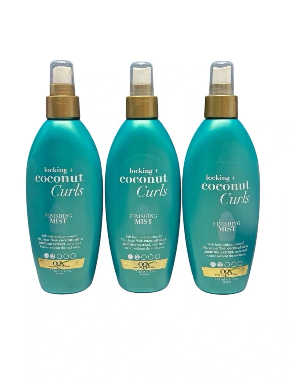 (3) OGX Locking+ Coconut Curls Finishing Mist 6oz /177ml Jasmine Extract Coconut